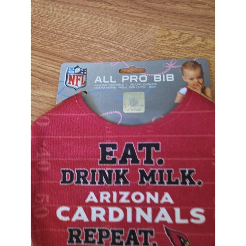 NFL Arizona Cardinals Baby Bib Eat Drink Milk ALL PRO BIB Red Football NWT